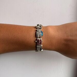 SILVER TONE REALTOR THEMED 'HOME FOR SALE' SLIDING CHARM BRACELET
